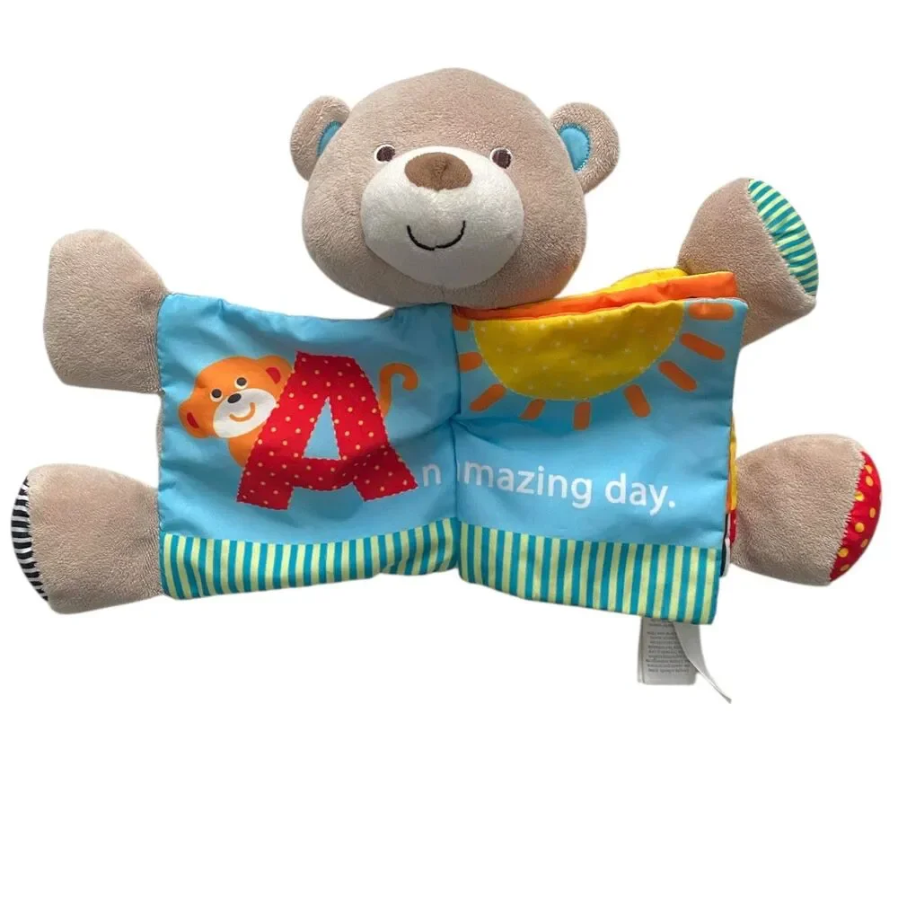 Carters ABC Plush Book Bear Crinkle Fabric Rattle Baby Infant Toy Lovie Plushie